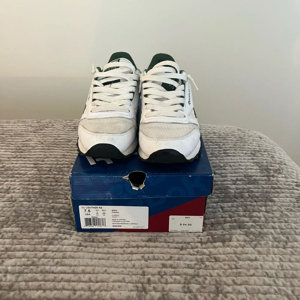 Reebok Men's White Yellow Green Classic Sneakers